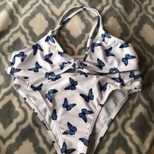 girls blue butterfly bikini